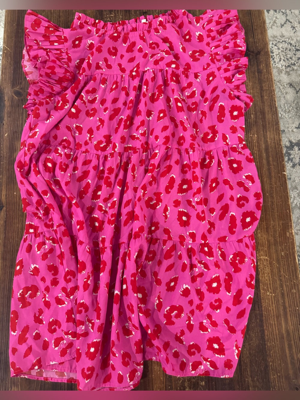 JODIFL Hot Pink Midi Skirt with Red Leopard Print